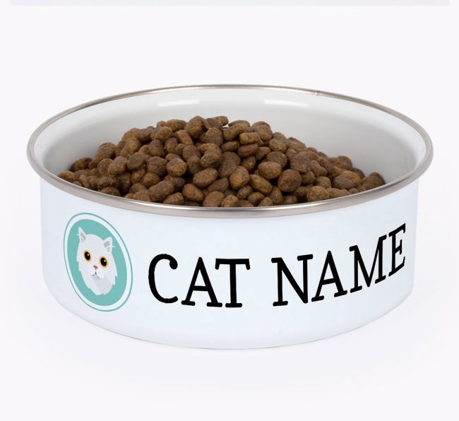 Name and Icon: Personalised {breedCommonName} Enamel Cat Bowl